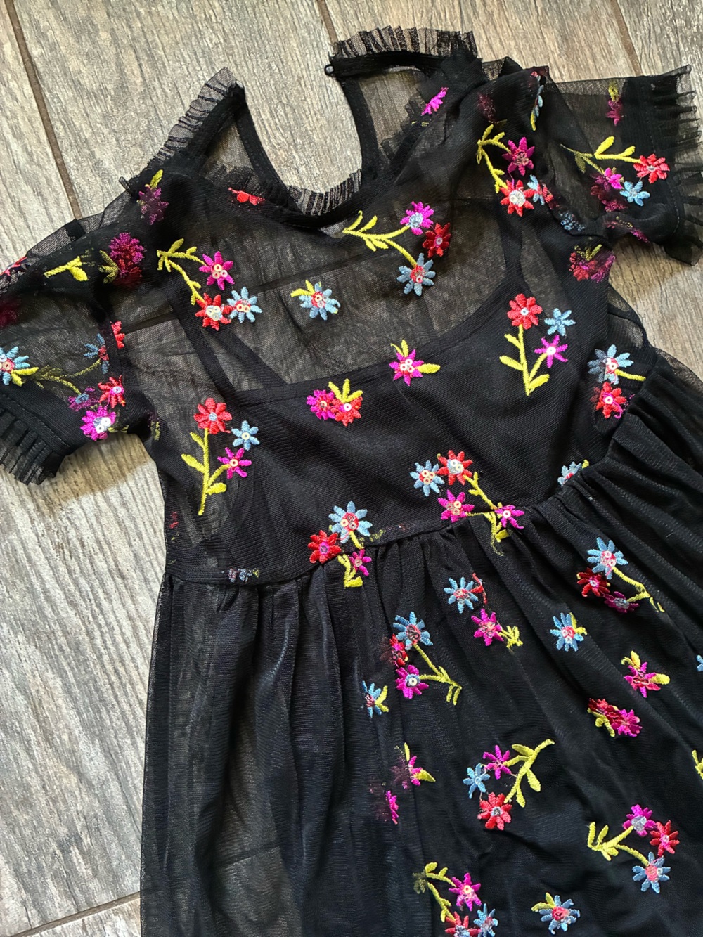 Girls Black Tulle Dress Embroidered Flowers Art Class Target